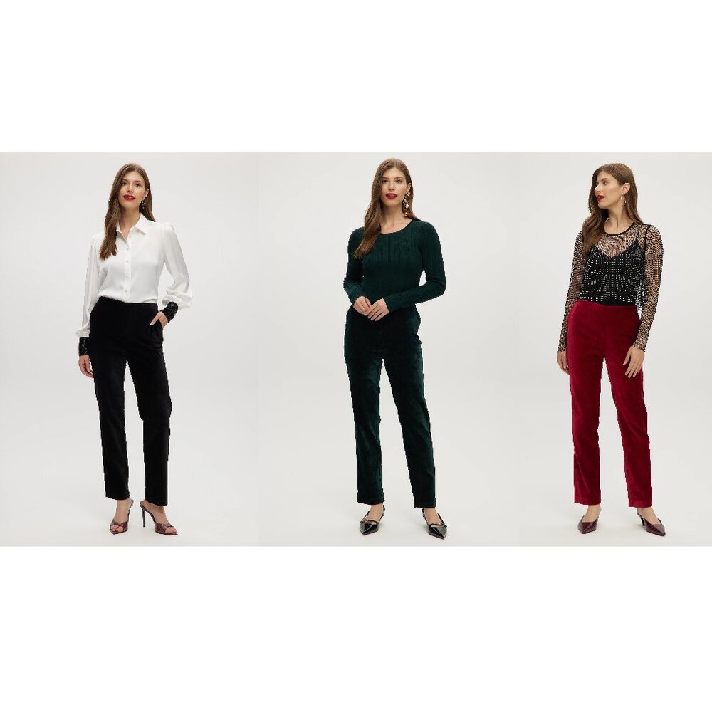 NWT Hilary Radley Women's High Waist Velvet Pull On Pants M-XL $60 10HL363